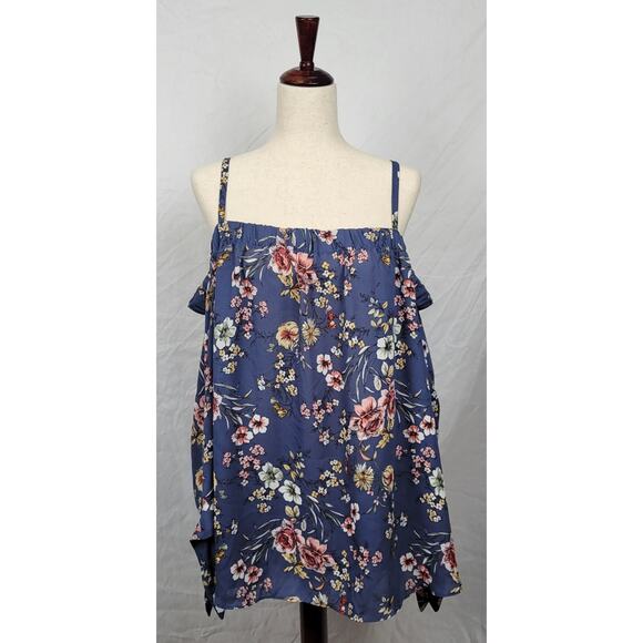 A. Byer Polyester Women's 3X Purple Flowers Blouse - Picture 1 of 8